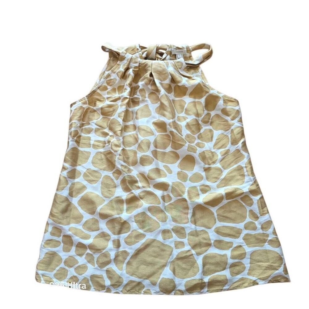 J crew womens Sz 2 100% silk hayworth Giraffe cami tank top blouse golden beige